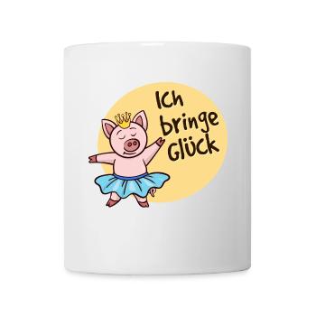 Glück Glücksbringer Süßes Glücksschwein Spruch - Tasse - Weiß - Vorne