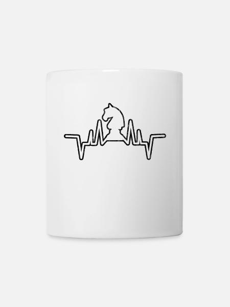 Schach Herzschlag EKG - Schachspieler Geschenk - Tasse - Weiß