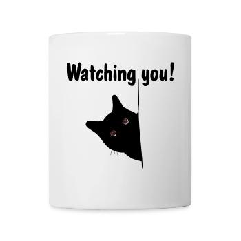 Le chat noir te regarde! - Mug blanc - blanc - Devant