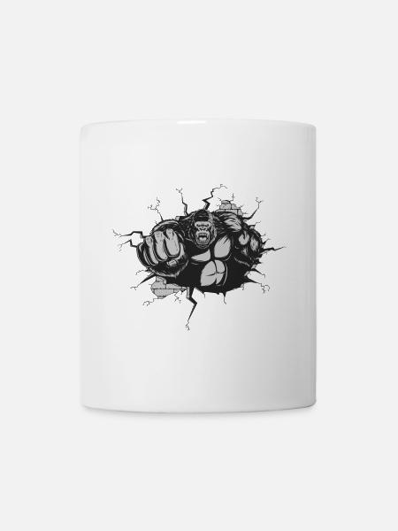 Gorille Percée Mur Noir Blanc - Mug blanc - blanc