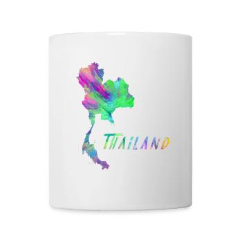 Thailand Landkarte im farbenfrohen Design Geschenk - Tasse - Weiß - Vorne