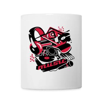 Kassettenrekorder,Kopfhörer und Plattenspieler - Tasse - Weiß - Vorne