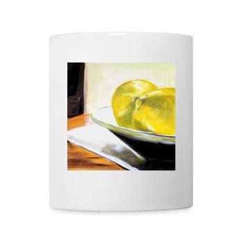 still life lemon painting art yellow canvas oil - Mug - white - Front