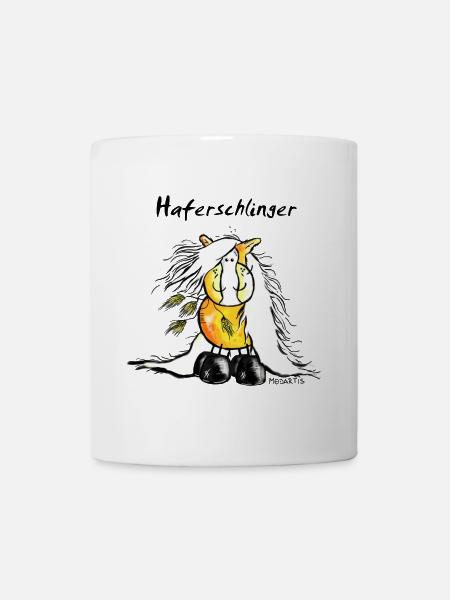 Haferschlinger - Haflinger - Hafi - Pferd - Tasse - Weiß