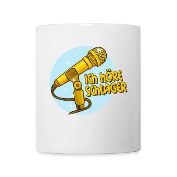 Schlager Schlagermusik Schlagerfan Mikrofon Spruch - Tasse - Weiß - Vorne