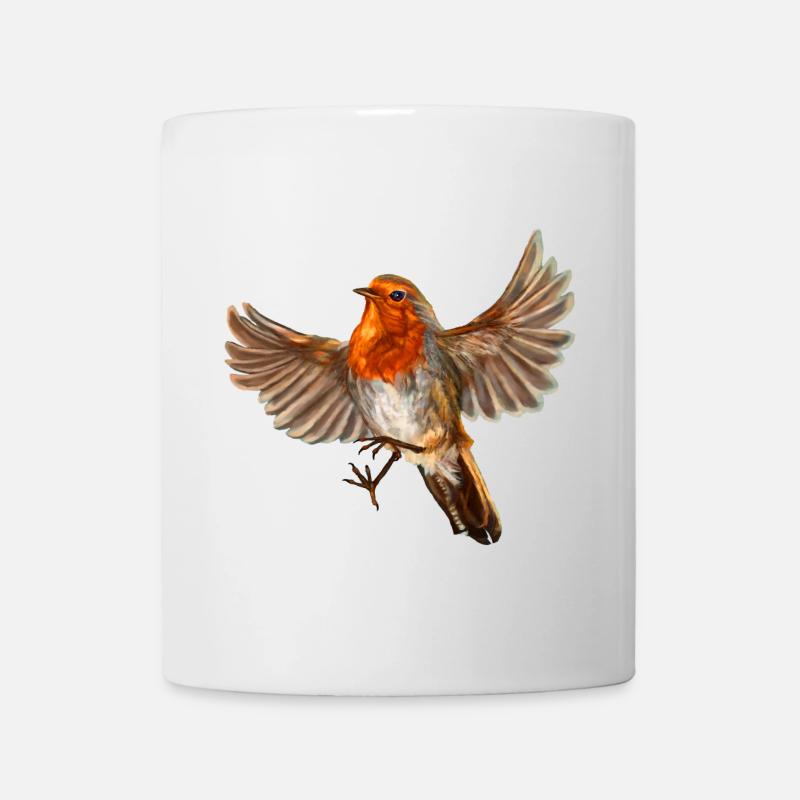 oiseau rouge-gorge - Mug blanc - blanc