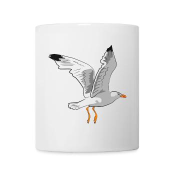 Stylish seagull in flight - Mug - white - Front