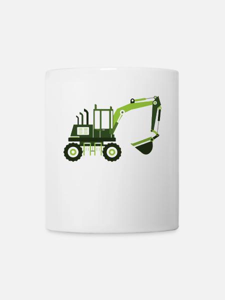 Conducteur d'excavatrice de garderie de remorque de chantier de construction d'excavatrice de grue de chantier - Mug blanc - blanc