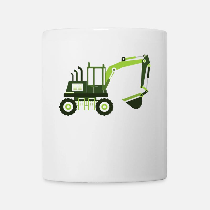 Conducteur d'excavatrice de garderie de remorque de chantier de construction d'excavatrice de grue de chantier - Mug blanc - blanc