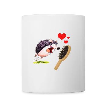 Igel Liebt Kamm - Muttertag und Valentinstag - Tasse - Weiß - Vorne
