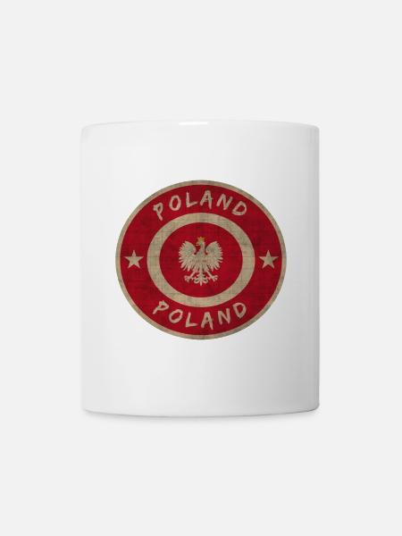 Polen Kreis Vintage Design / Geschenk Flagge - Tasse - Weiß