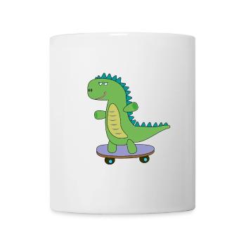 Dino doux skateboard, dinosaure, enfants de patinage - Mug blanc - blanc - Devant