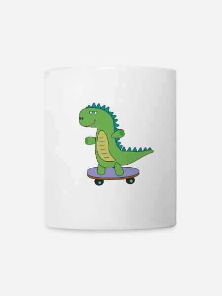 Dino doux skateboard, dinosaure, enfants de patinage - Mug blanc - blanc