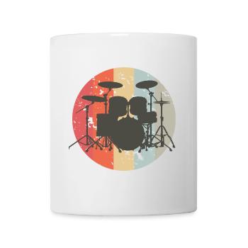 Schlagzeug, Trommel, Musik, Retro, Drumms, Band - Tasse - Weiß - Vorne