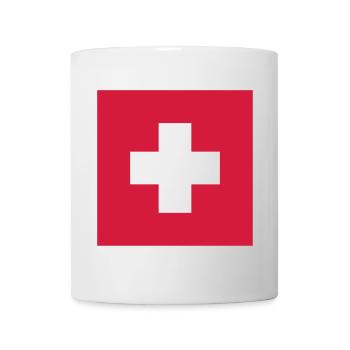 Schweizer Fahne für Fans, Geschenkidee, Geschenk - Tasse - Weiß - Vorne