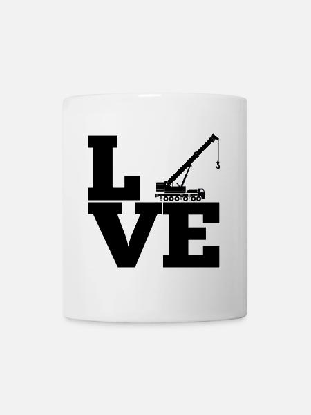 Kran Baukran Baumaschine Fahrzeug Arbeit Geschenk - Tasse - Weiß