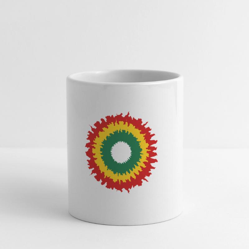 Vibrant rasta pattern with fire effect Mug
