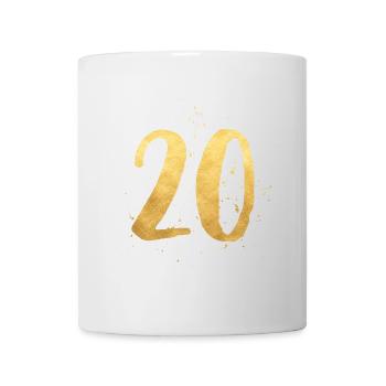 20 or rond anniversaire numéro vingt cadeau - Mug blanc - blanc - Devant