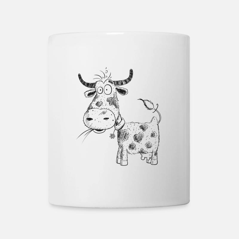 Dessin de vache drôle I Bande dessinée de bœuf I Vache laitière - Mug blanc - blanc
