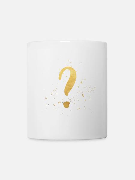 Point d'interrogation symbole de décoration en or et cadeau - Mug blanc - blanc