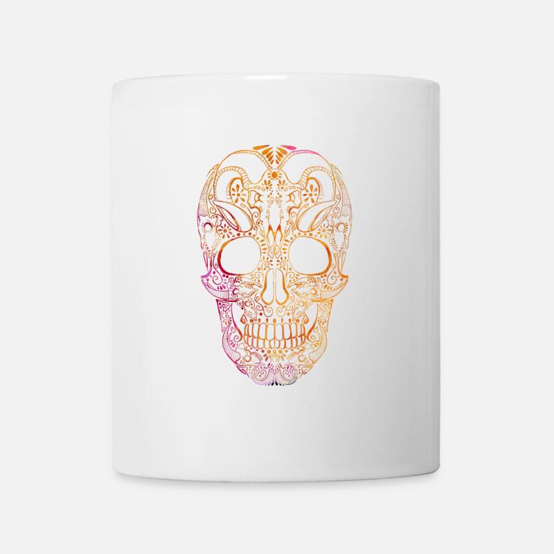 Farbiger Totenkopf Ornament - Tasse - Weiß