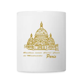 Paris Sacré-Coeur Skyline, Handzeichnung - Tasse - Weiß - Vorne