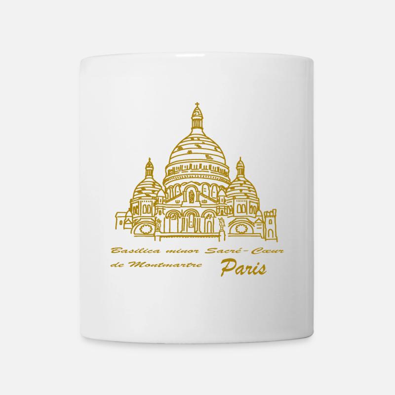 Horizon du Sacré-Cœur de Paris, dessin à la main - Mug blanc - blanc