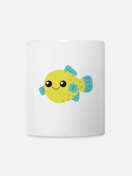 Poisson-globe, poisson mignon, océan, - Mug blanc - blanc