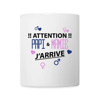 papi mamie j'arrive - Mug blanc - blanc - Devant