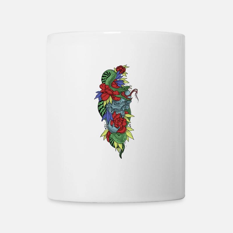 Crâne floral et serpent coloré - Mug blanc - blanc