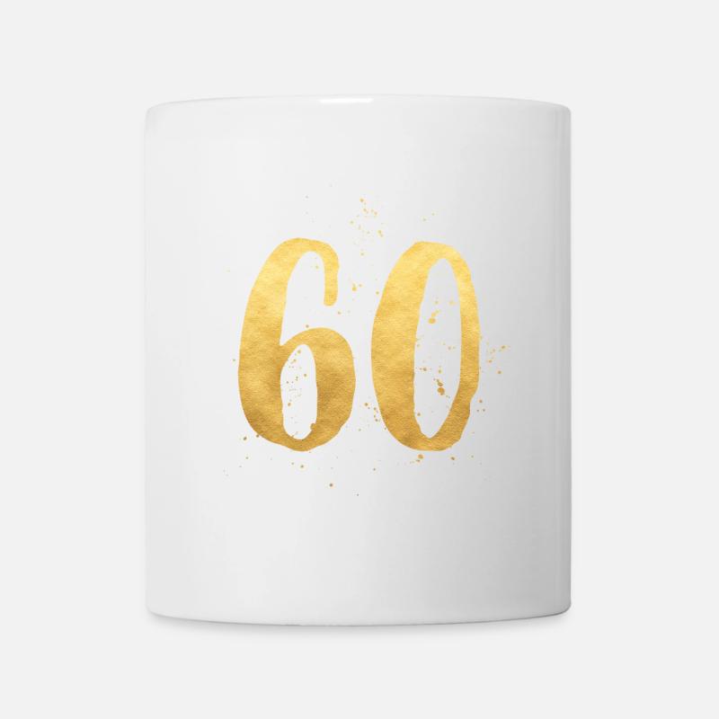 60 gold runder Geburtstag sechzig Geschenk Zahl - Tasse - Weiß
