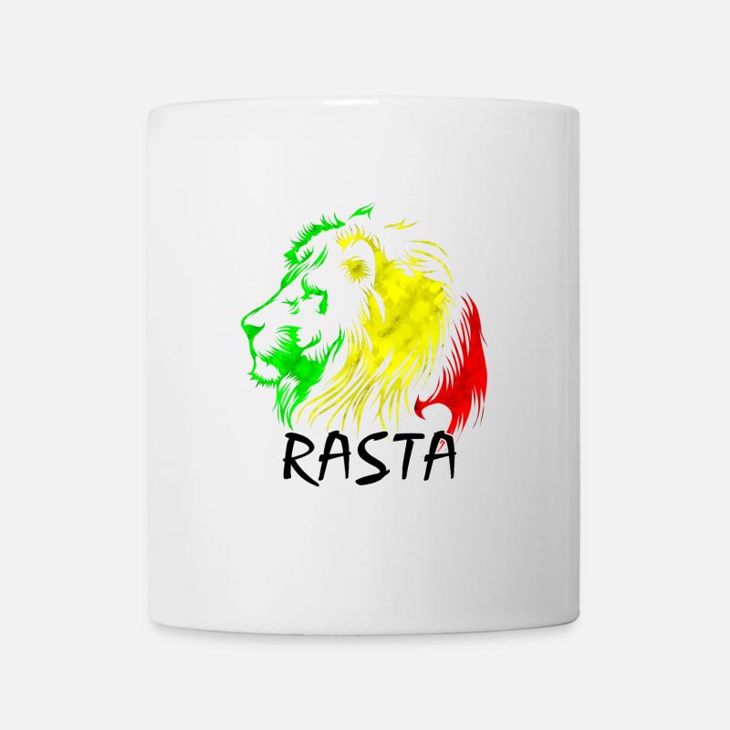 Lion rasta : style vert-jaune-rouge - Mug blanc - blanc