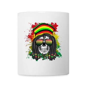 Rasta Skull im Regenbogenstil - Tasse - Weiß - Vorne