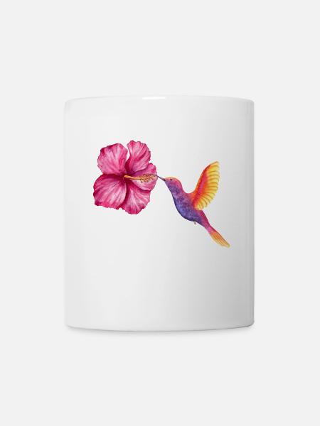 Colibri et Hibiscus en Aquarelle - Mug blanc - blanc