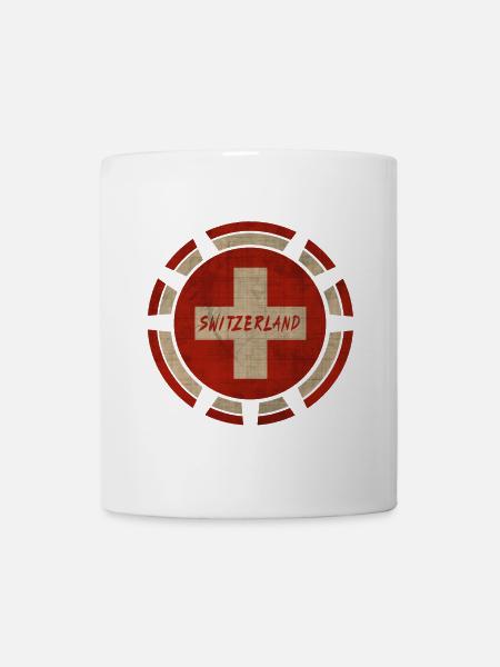 Schweiz Kreis / Geschenk Switzerland Flagge - Tasse - Weiß