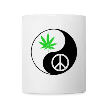 Conception de la feuille de paix YinYang - Mug blanc - blanc - Devant