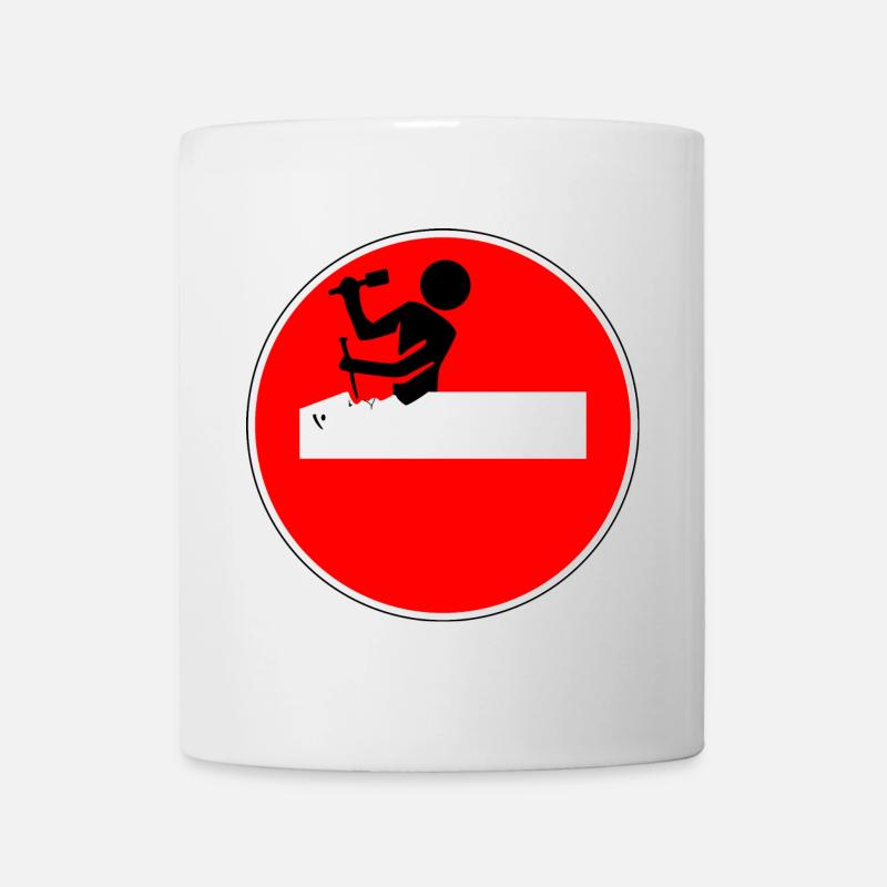 Road sign funny sculptor - Mug - white
