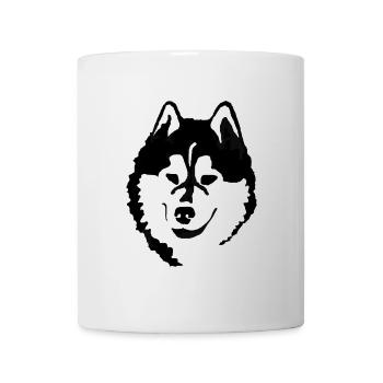 Schwarzweiß Alaskan Malamute Kopf Silhouette - Tasse - Weiß - Vorne