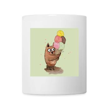 Eule mit riesigem Eis Poster - Tasse - Weiß - Vorne