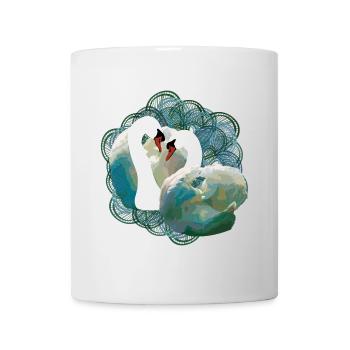 Elegant pair of swans with river motifs - Mug - white - Front