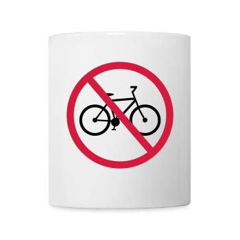 no bicycling signboard zone driving bike drah - Mug - white - Front