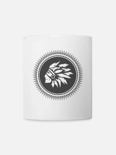 Icône du symbole indigène indien de tatouage américain - Mug blanc - blanc