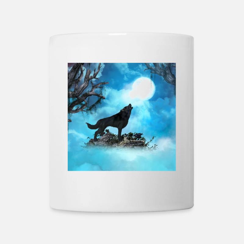 Toller Wolf in der Nacht - Tasse - Weiß