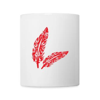 Maori Feder Federn Rot - Geschenkidee - Tasse - Weiß - Vorne