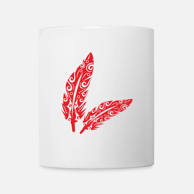 Maori Feather Feathers Red - Gift Idea - Mug - white