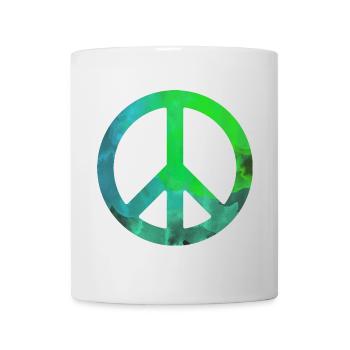 Peace grünblau Aquarell bunt Geschenk symbol - Tasse - Weiß - Vorne