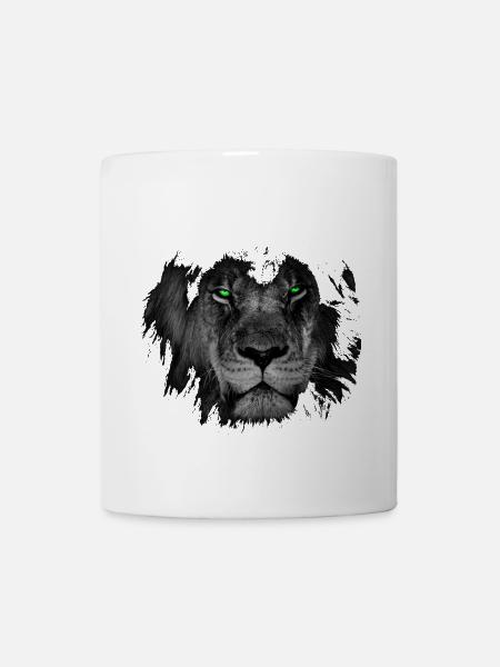 Löwe Tier Raubkatze Katze mit leuchtenden Augen - Tasse - Weiß