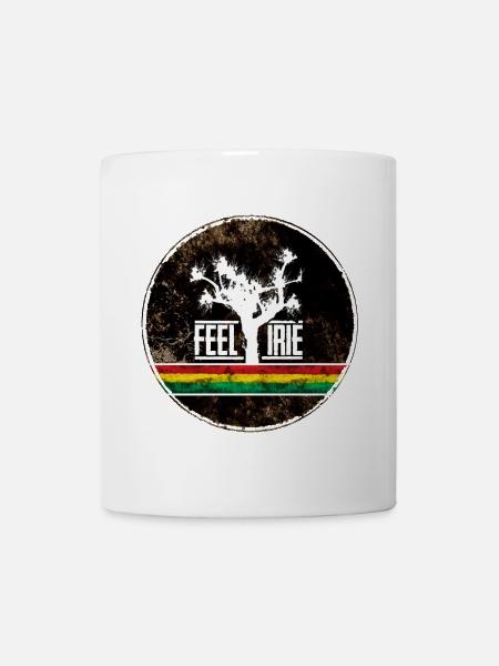 Feel Irie Tree avec des rayures reggae - Mug blanc - blanc