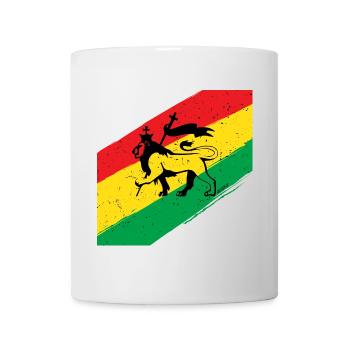 Rasta lion in front of three-color flag - Mug - white - Front