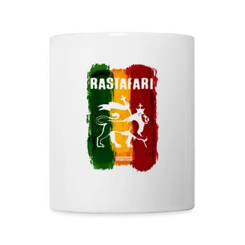 Rastafarian lion on rainbow stripes - Mug - white - Front